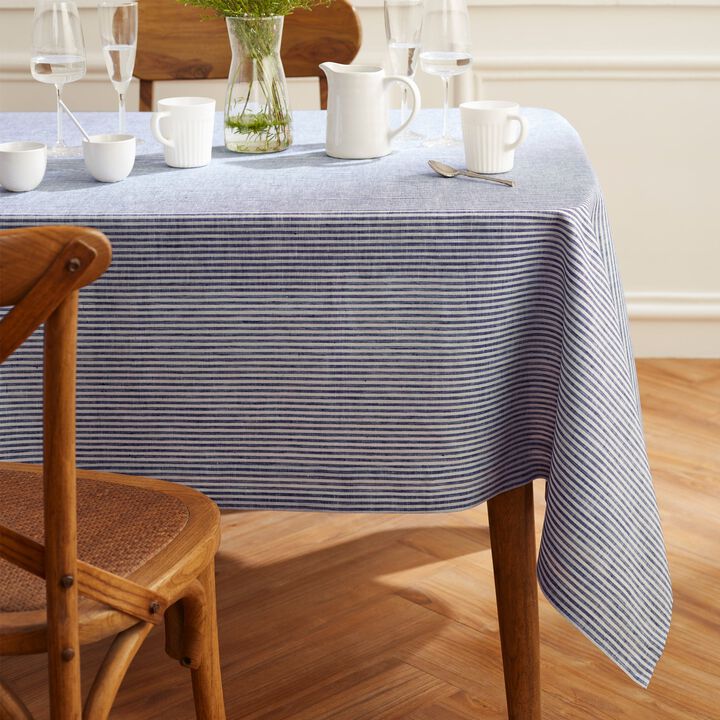 Solino Home 100% Pure Linen Tablecloth - Narrow Stripe