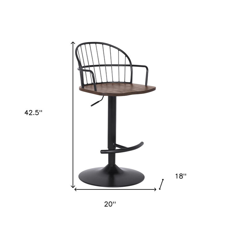 Hivvago 23 Inch Brown And Black Iron Low Back Adjustable Height Bar Chair