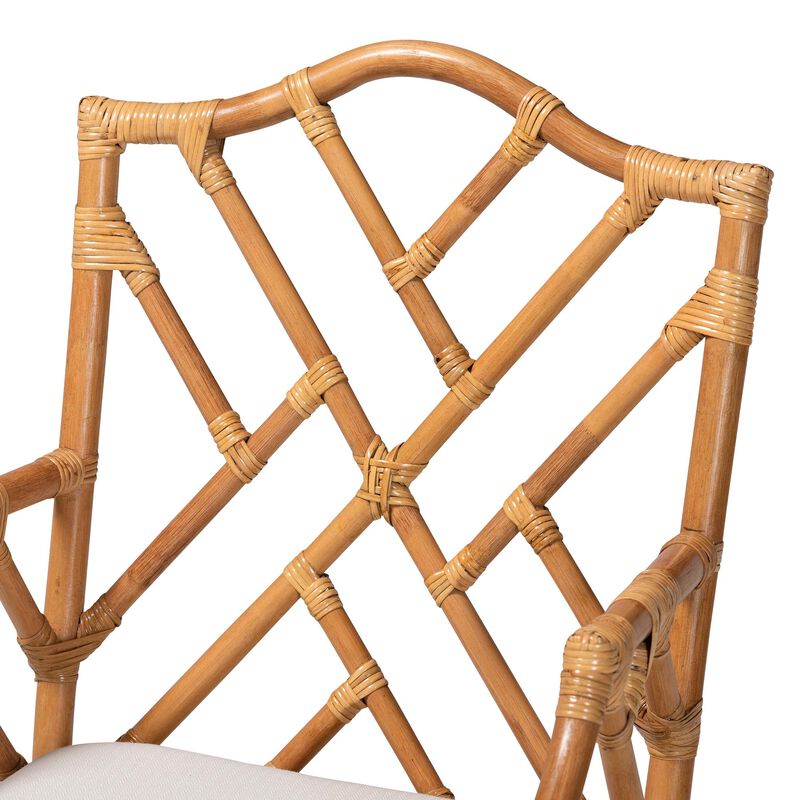 bali & pari Cedric Natural Rattan 2-Piece Dining Armchair Set with Cushioned Seat image number 3