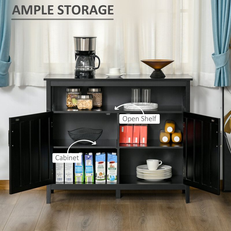 Black Entryway Cabinet: Kitchen Sideboard with 2 Doors and Shelves