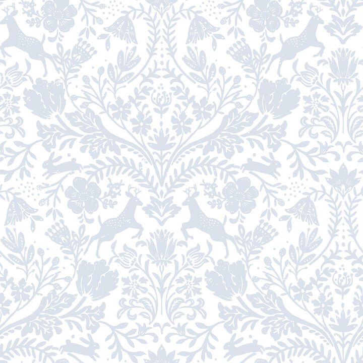 Forest Dance Light Blue Damask Wallpaper (Set of 2)