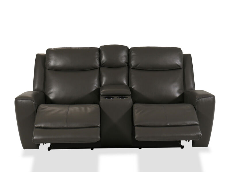 Denali Manual Leather Reclining Loveseat with Console