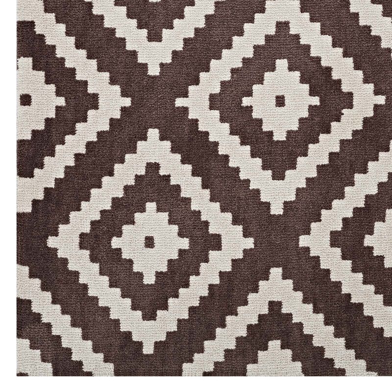 Alika Abstract Diamond Trellis 5x8 Area Rug - Ivory and Brown image number 4