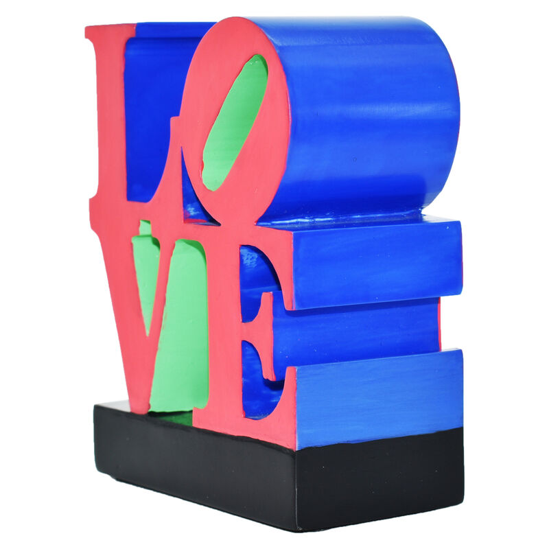 HomeRoots 4" Red Blue Green And Black Resin Love Tabletop Sculpture image number 2