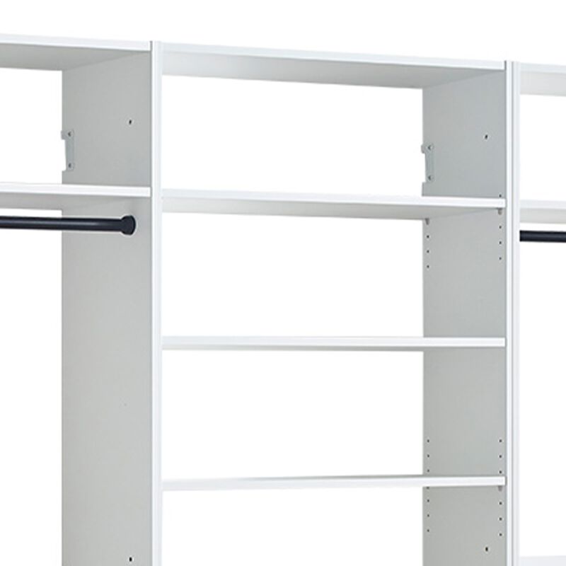 Vedz Walk in Closet w 2 Drawers, 6 Shelves, 2 Hanging Rods, White Wood