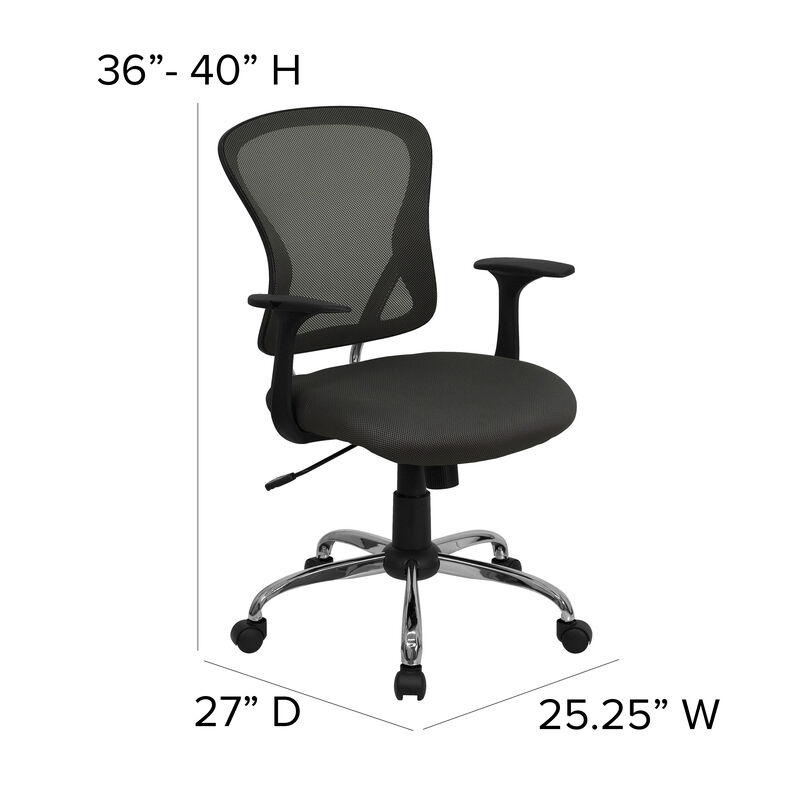 Alfred Mid-Back Dark Gray Mesh Swivel Task Office Chair with Chrome Base and Arms image number 5