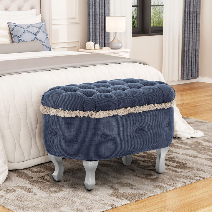 Merax Tufted Storage Bench with Tassel Accents