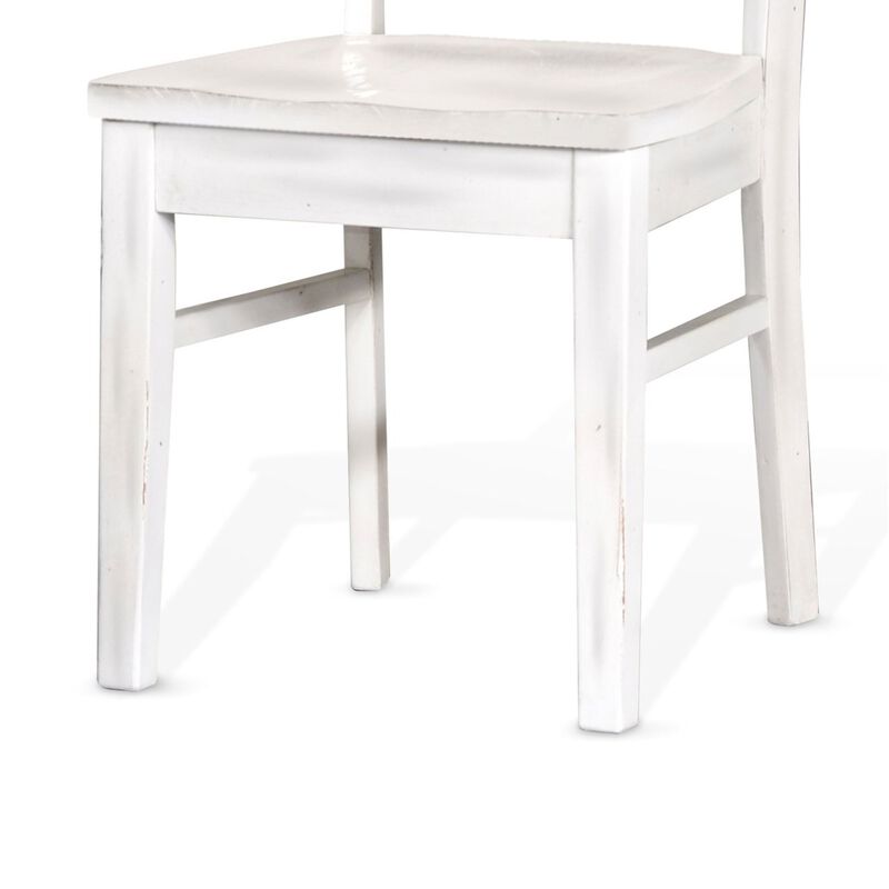 Sime Dining Chair Set of 2, Ladderback Design, Off White Mahogany Wood - Benzara