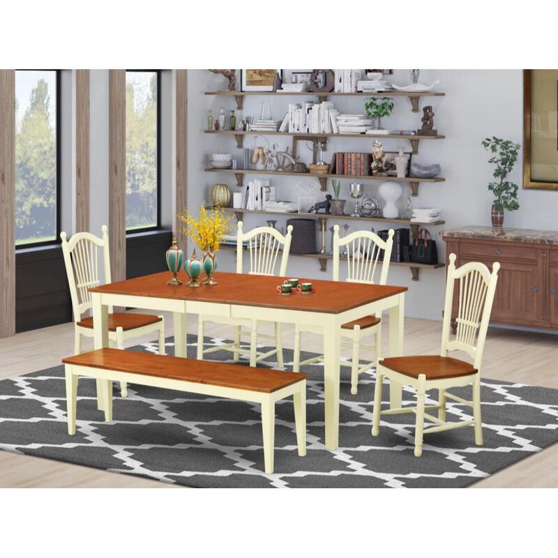 6 Pc Kitchen nook Dining set - Kitchen dinette Table and 4 Dining Chairsplus Bench