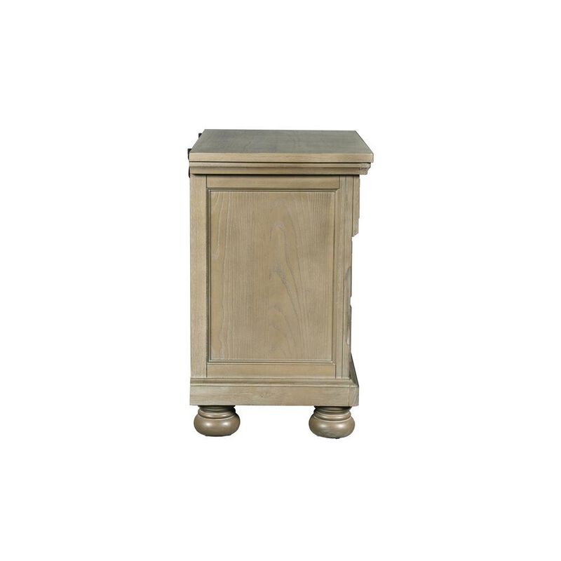 Gray Wood Nightstand with Drawers &ndash; Classic 3 Drawer Bedroom Side Table image number 4