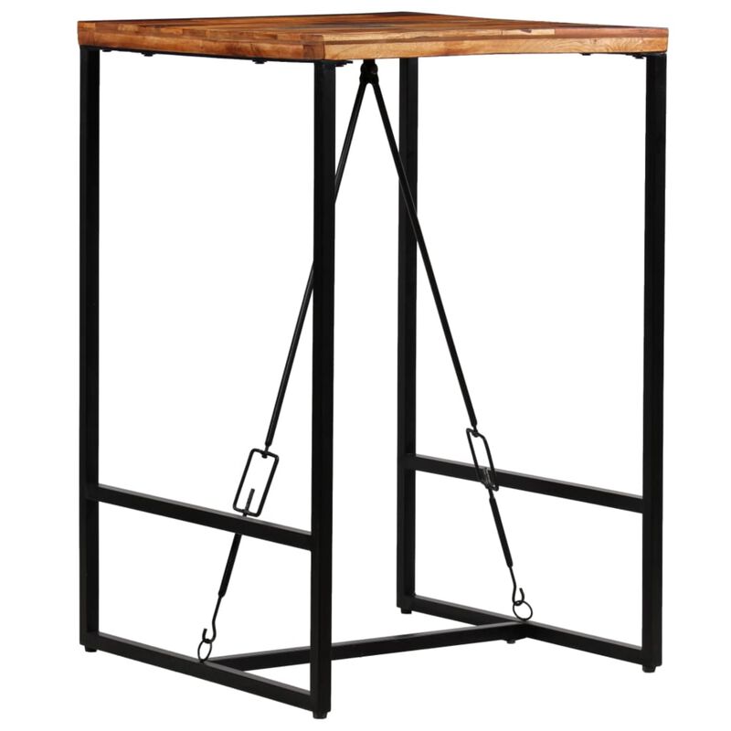 vidaXL Square Bar Table, Industrial-Style with Steel Legs, Constructed from Solid Reclaimed Wood - 27.6"x27.6"x41.7", Suitable for Kitchens, Bars, Cafes, and Dining Rooms