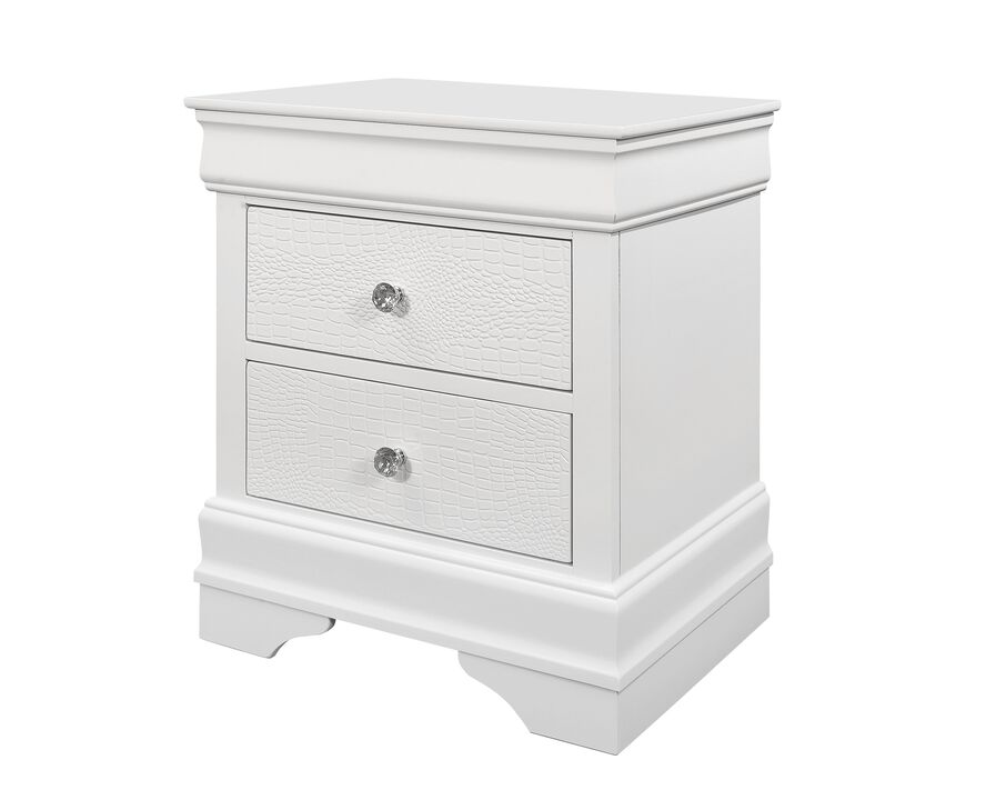 Pompei Metallic White Modern Nightstand with Storage