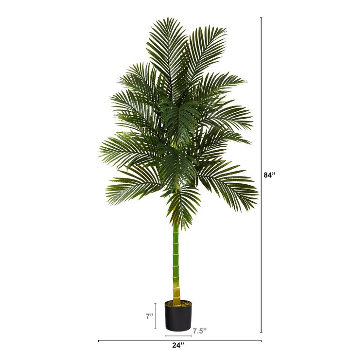 Hivvago 7 Feet Single Stalk Golden Cane Artificial Palm Tree
