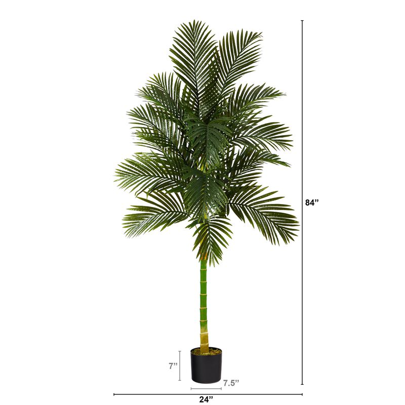 Hivvago 7 Feet Single Stalk Golden Cane Artificial Palm Tree
