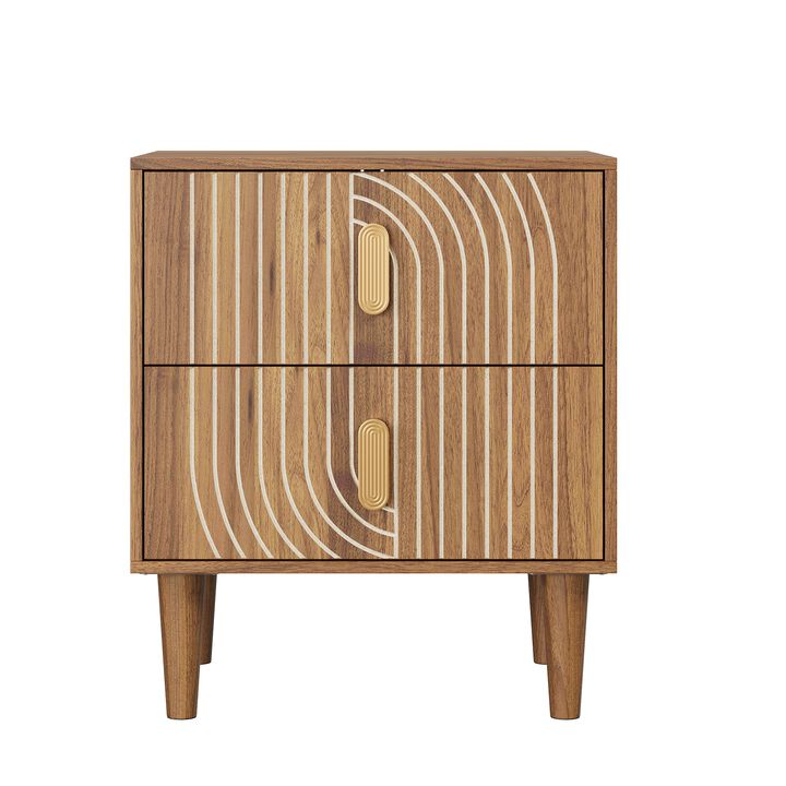 Tabwel Mid‑Century Modern Walnut Nightstand