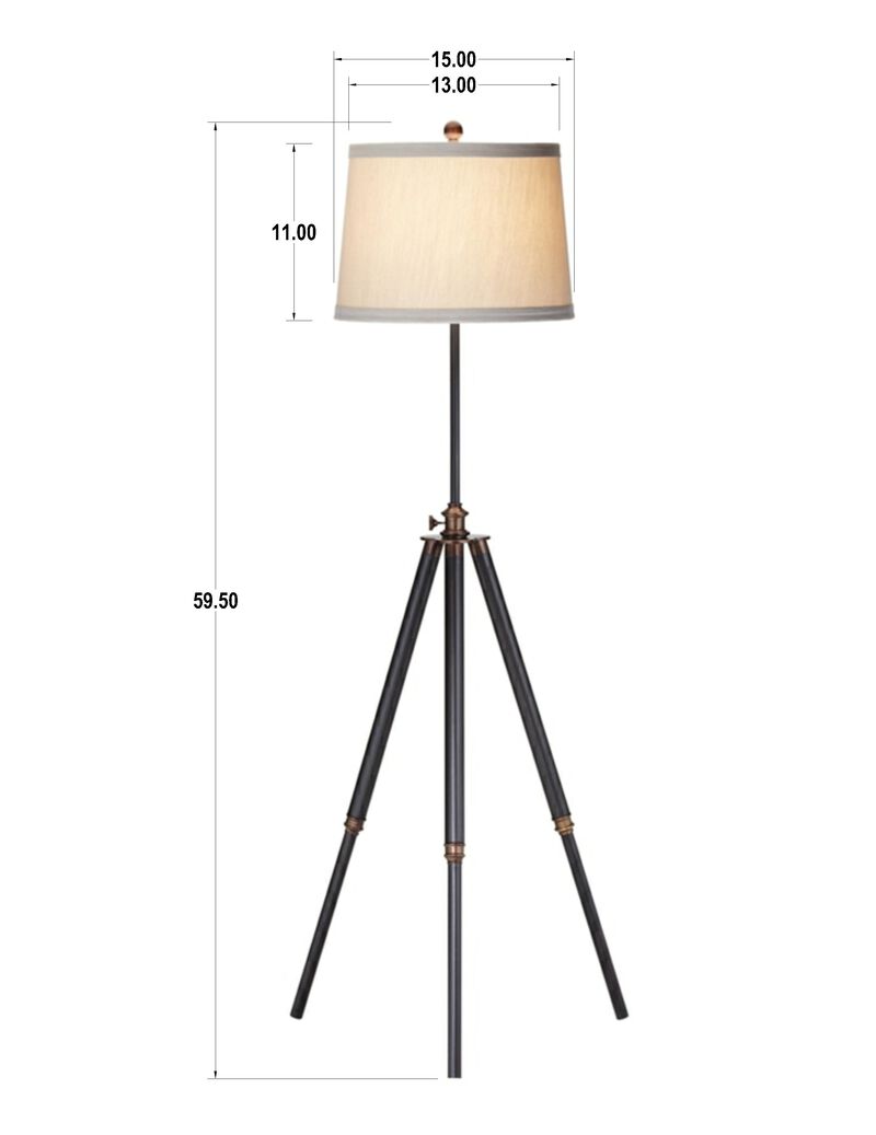 Tripod Bronze/Wood Floor Lamp