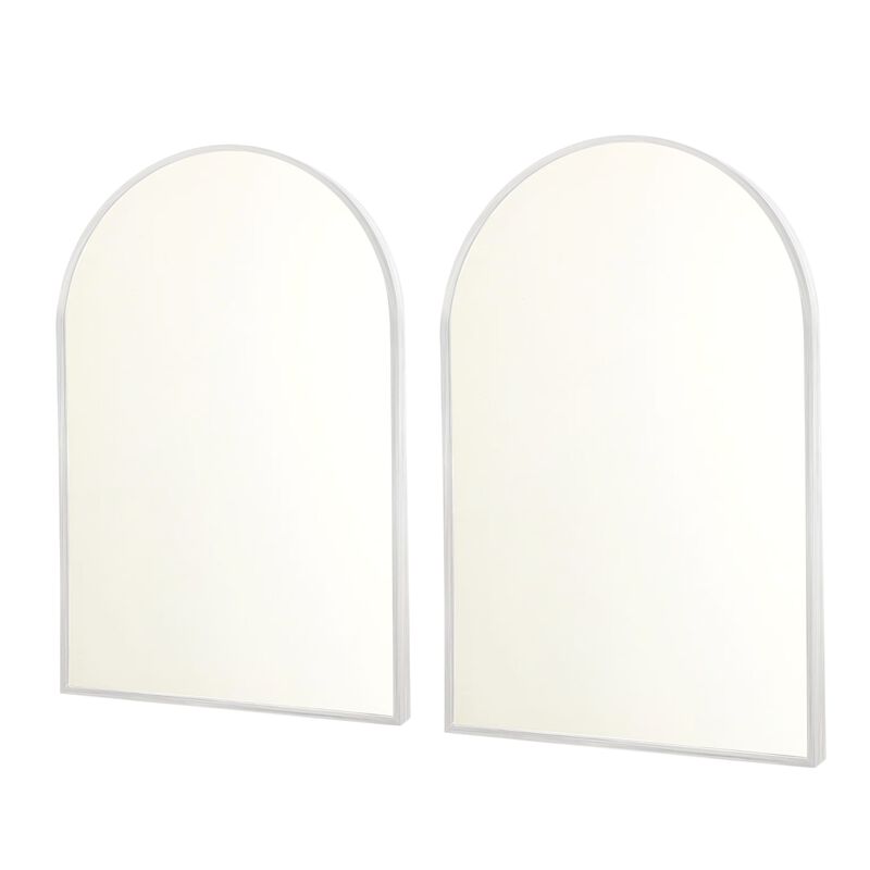 HomeRoots Set of Two Silver Metal Arch Framed Accent Mirrors image number 2