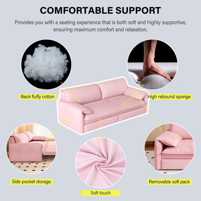 Lescet Velvet Pull‑Out Sleeper Sofa Bed image number 5