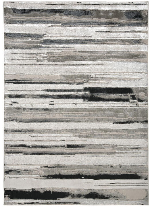 4 X 6 Silver gray And Black Abstract Area Rug