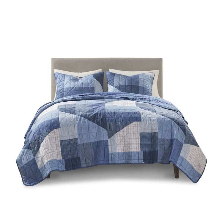 Gracie Mills Tamsyn Contemporary Patchwork Printed Reversible Quilt Set