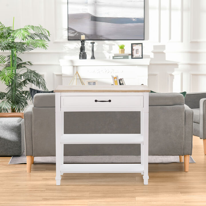 Hivvago Modern Console Table with Drawer and Shelves