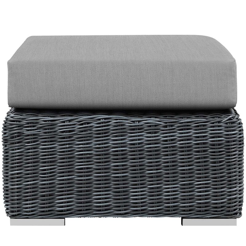 Modway Summon Wicker Rattan Outdoor Patio Sunbrella Square Ottoman in Canvas Gray image number 2