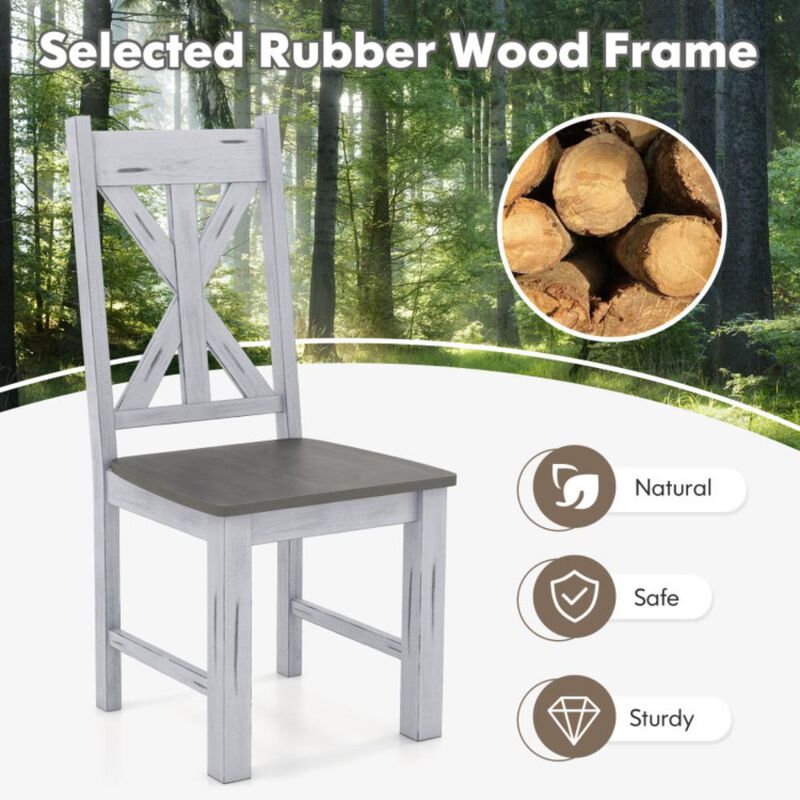 Hivvago Farmhouse Chair Set of 2 with Rubber Wood Frame and Elegant Hollowed Backrest