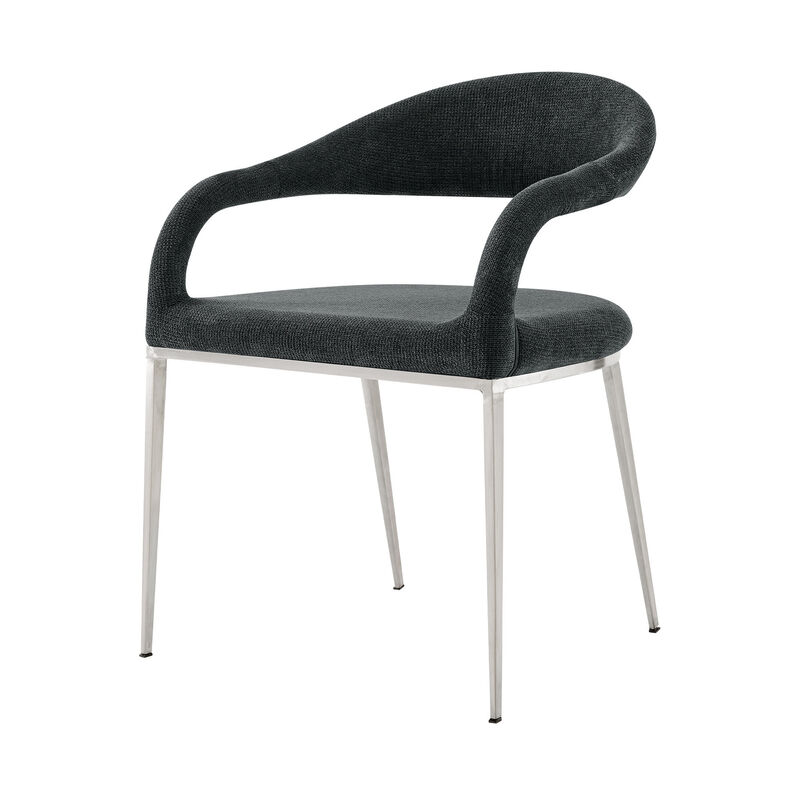 Set of Two Modern Open Back Dining Arm Chairs in Upholstered Polyester