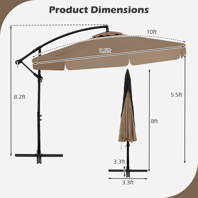 Patio Cantilever Umbrella with Cover &ndash; Tilt Adjustment & Decorative Ruffled Edge