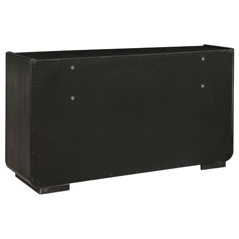 Lina Wide Dresser with 8 Drawers, Integrated Handles, Black Wood image number 3