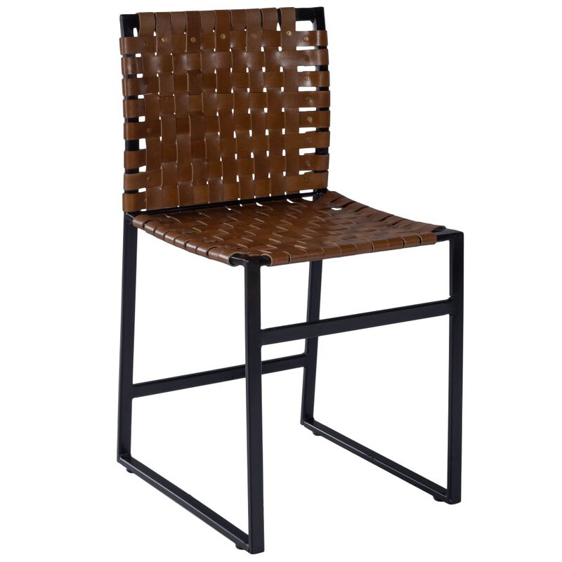 Hivvago 17 Inch Brown and Black Faux Leather Side Chair