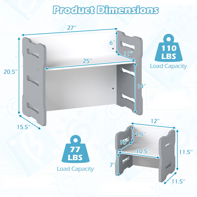 Toddler 3-Piece Activity Table Set with 2 Stools for Play and Learning image number 2