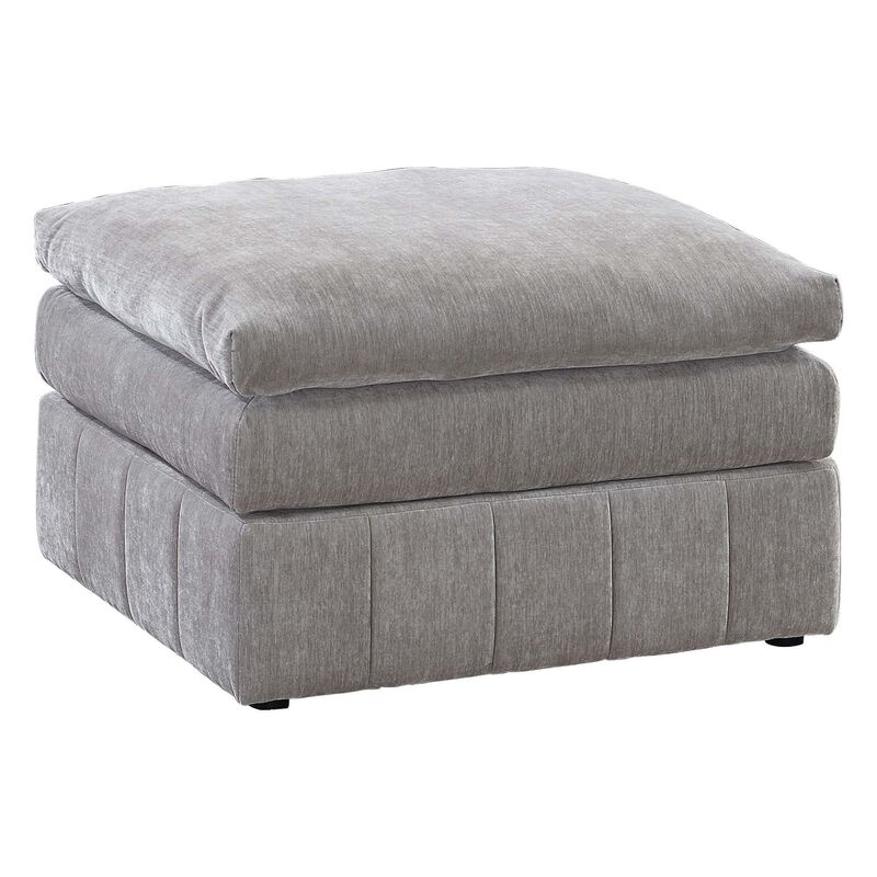 Luna 33 Inch Modular Ottoman, Three Layer Plush Cushioned Seat, Gray - Benzara