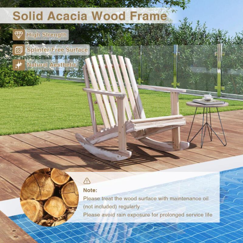 Hivvago Adirondack Rocking Chair with Slatted Seat and High Fanned Back image number 5
