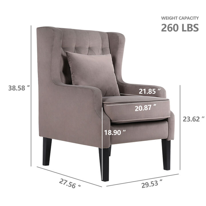 Modern chair with backrest, Bedroom, Living room, Reading chair(Brown)