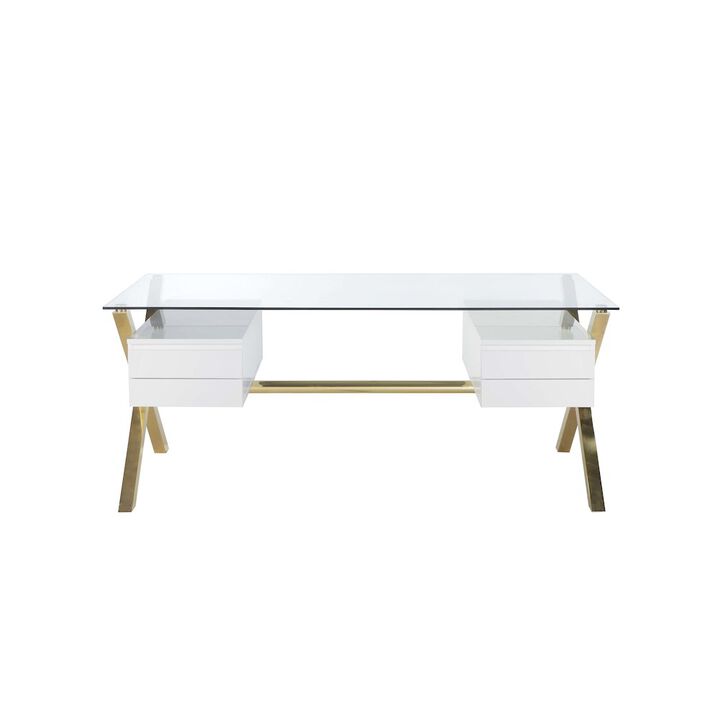 Pangea Home Gold Beverly Desk Large White