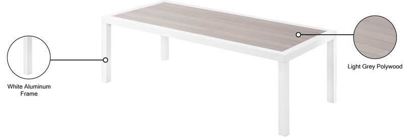 Meridian Furniture Nizuc Grey Wood Look Accent Paneling Outdoor Patio Aluminum Coffee Table image number 6