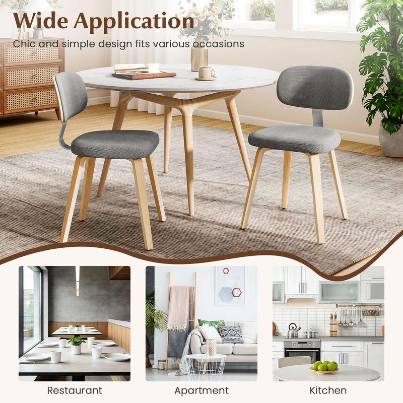 Wooden Dining Kitchen Chairs Set of 2 with Soft Chenille Fabric Upholstery image number 5