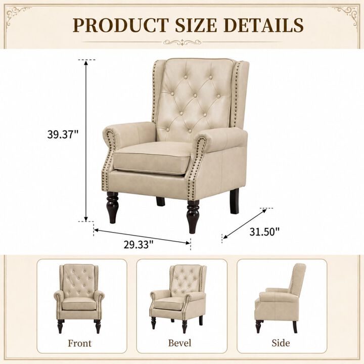 GOODSILO Modern Wood Frame Upholstered Armchair Comfortable Accent Lounge Chair for Living Room Bedroom Small Space Use