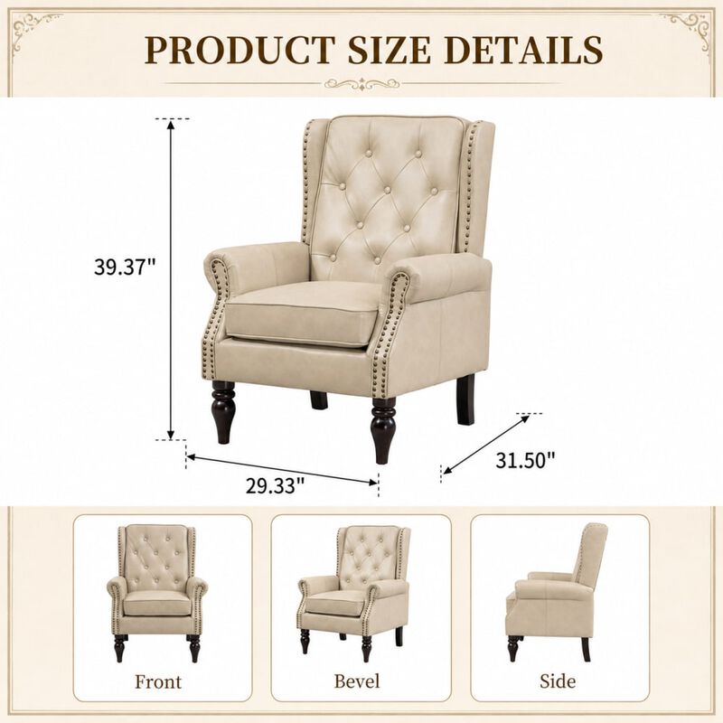 GOODSILO Modern Wood Frame Upholstered Armchair Comfortable Accent Lounge Chair for Living Room Bedroom Small Space Use image number 1