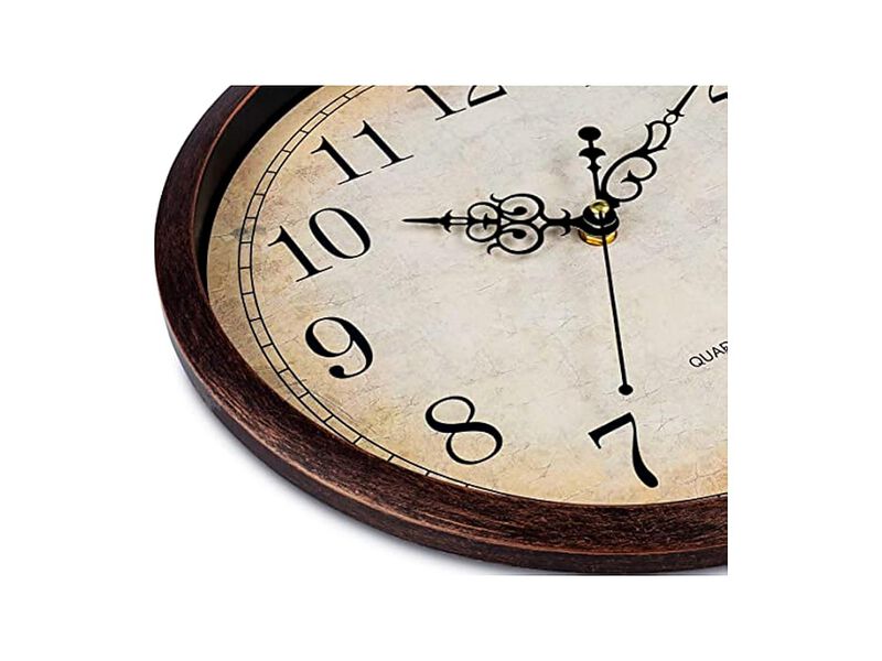 Vintage Brown Dining Wall Clock 12 Inch Silent Non Ticking Easy Read image number 2