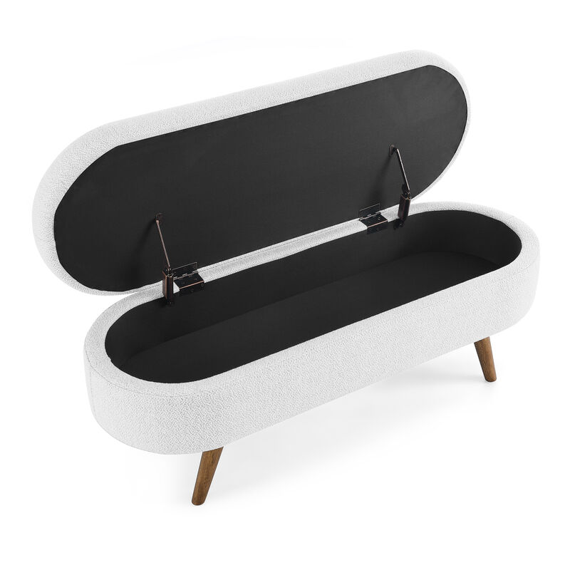 Whisen Oval Storage Ottoman, Storage Bench with Rubber Wood Legs image number 5