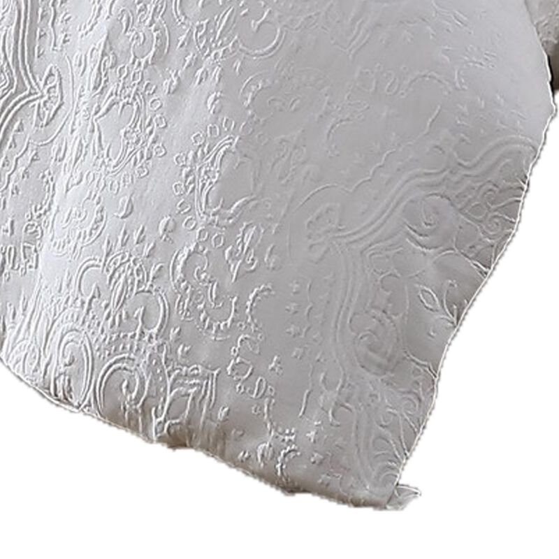 Axel 4 Piece King Size Duvet Comforter Set, Floral Woven White Cotton - Benzara image number 4