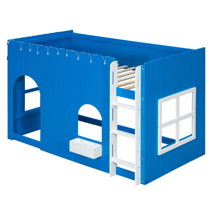 Merax Country-Style Loft Bed with Warm LED Lights