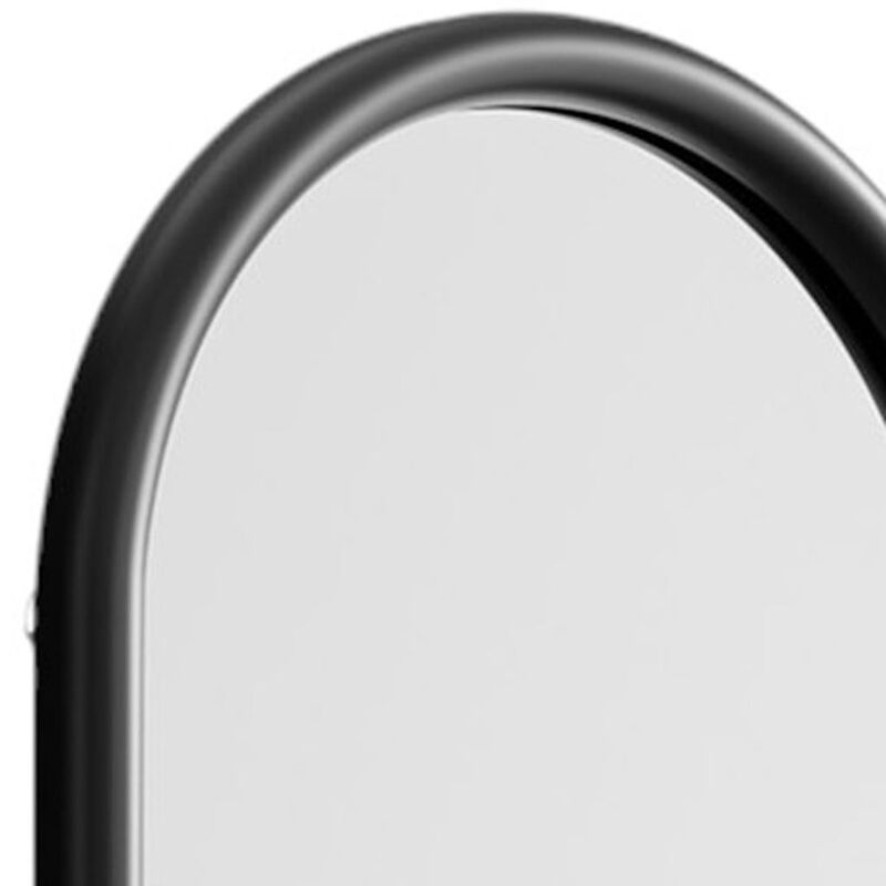 HomeRoots 64" Black Solid Wood Arch Leaning Ladder Framed Full Length Mirror image number 2