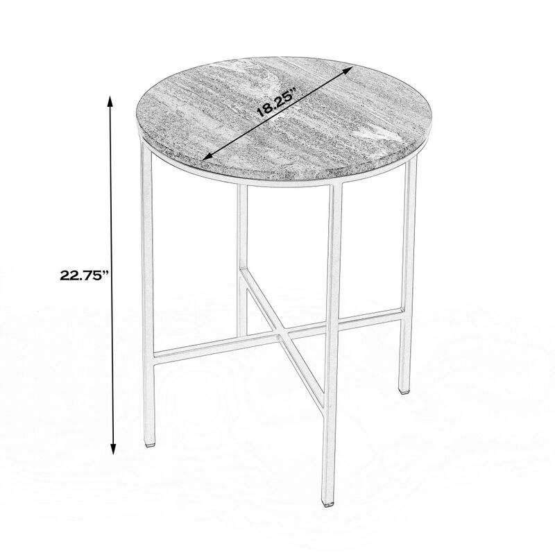Contemporary Round Accent Table with Marble Surface for Home Decor