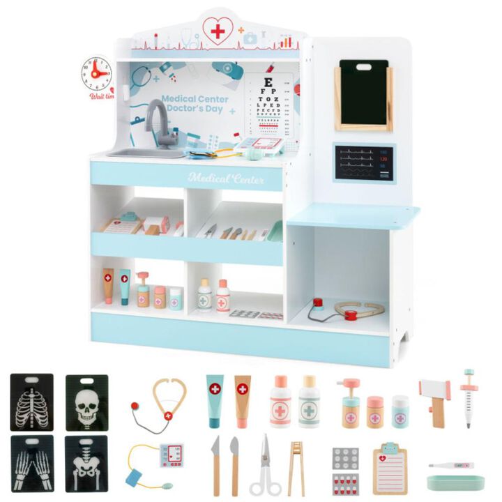 Hivvago Wooden Doctor Playset with Stethoscope for Toddlers over 3 Years Old