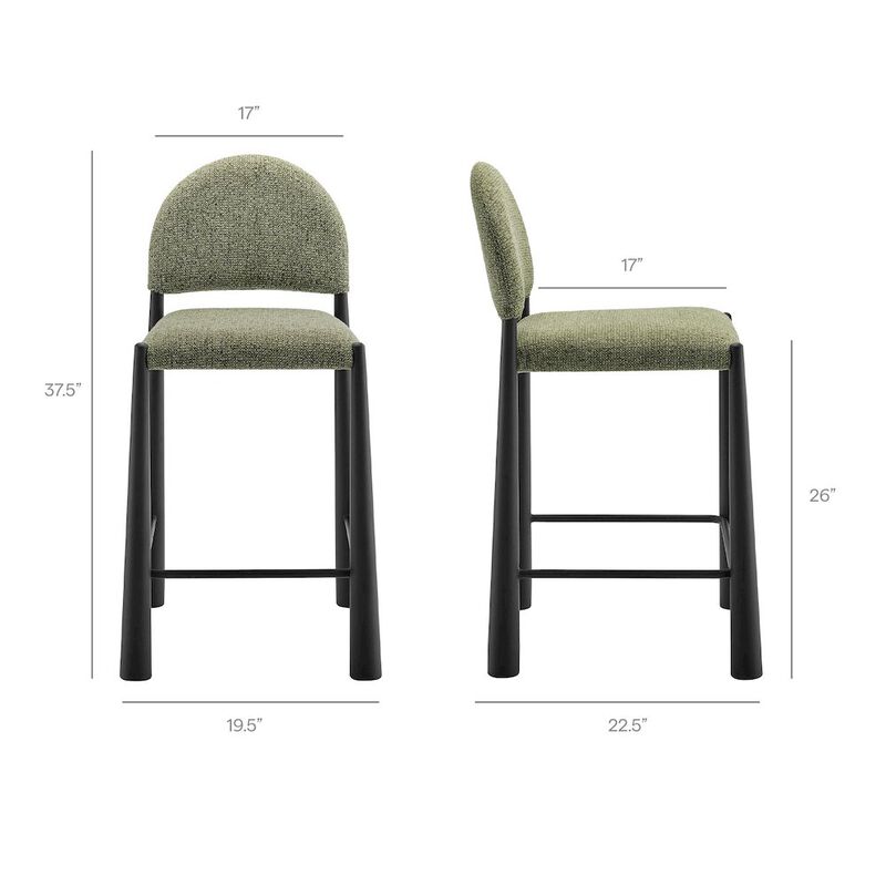 Hayley Upholstered Fabric Counter Stools Set of 2 image number 3