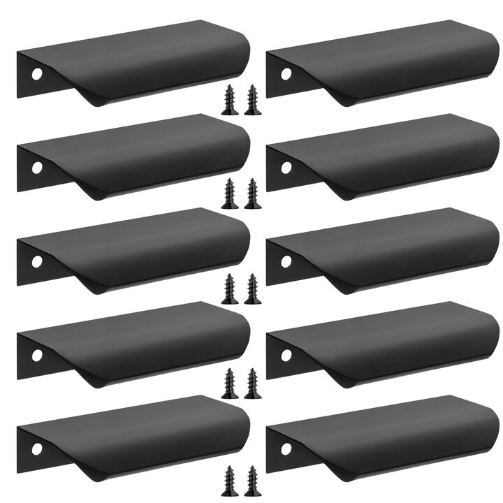 Cozy Tower 10 Pack Black Edge Finger Pulls for Cabinets, 3.15"" Kitchen Cabinet Pulls Cupboard Handles Drawer Pulls Modern Alumi