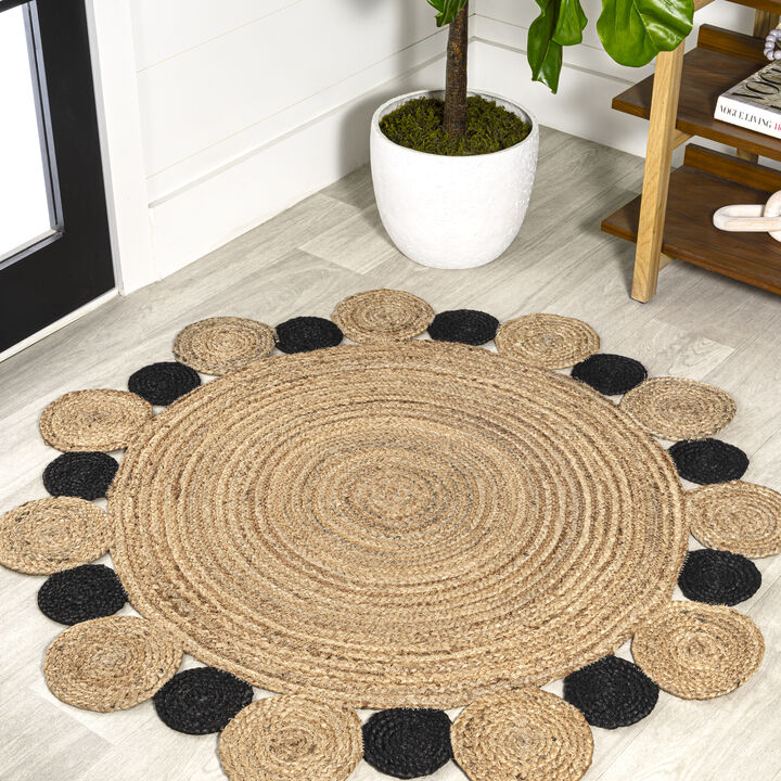 Ayana Two Tone Jute Hippy Round Area Rug